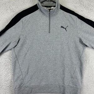 Puma Sweater Adult XL Grey Stretch 1/4 Zip Pullover Sweatshirt‎ Casual Mens